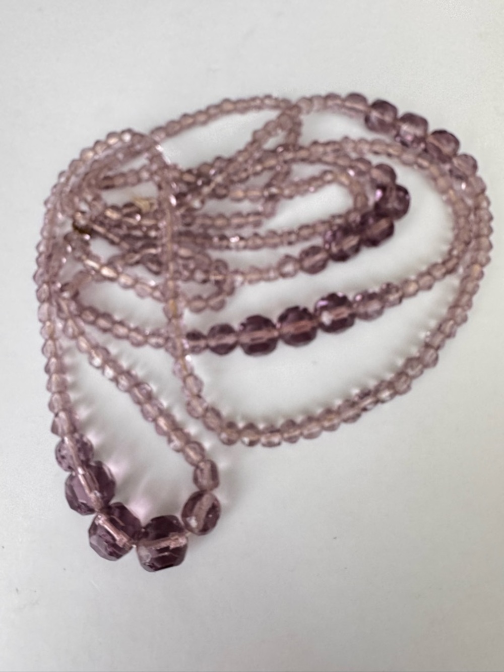 Art Deco or vintage Czech Glass Facetted Beads Opera Length Necklace